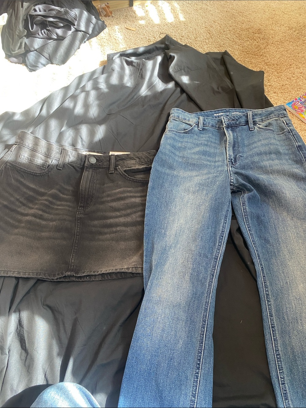 Denim Jeans and Black Denim Mini Skirt Set - Blue and Black old navy and so